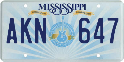 MS license plate AKN647