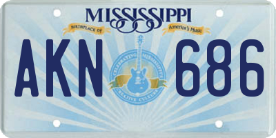 MS license plate AKN686