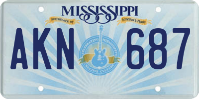 MS license plate AKN687