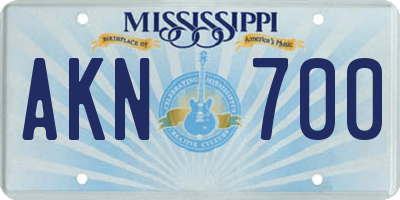 MS license plate AKN700