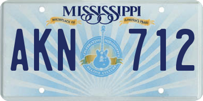 MS license plate AKN712