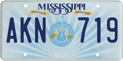 MS license plate AKN719