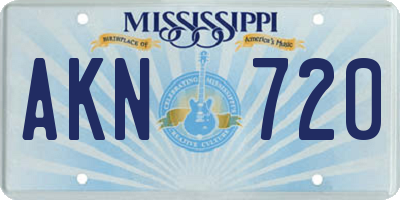 MS license plate AKN720