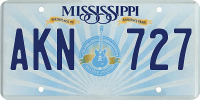 MS license plate AKN727