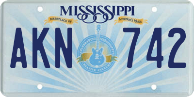MS license plate AKN742