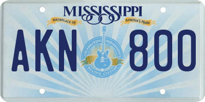 MS license plate AKN800