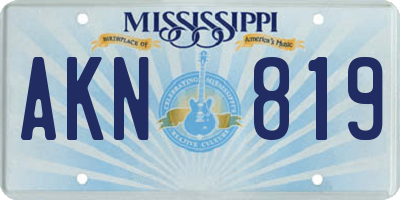 MS license plate AKN819