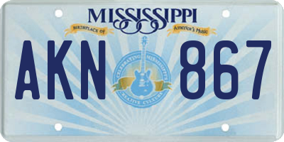 MS license plate AKN867