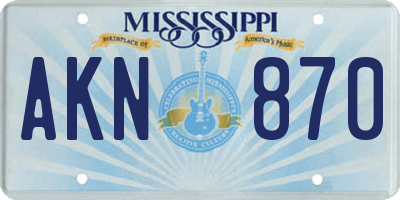 MS license plate AKN870