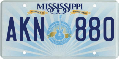 MS license plate AKN880