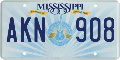 MS license plate AKN908