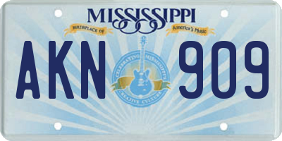 MS license plate AKN909
