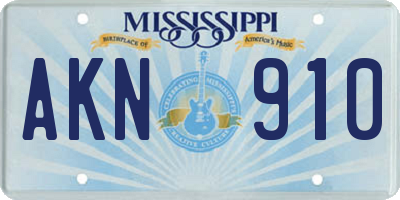 MS license plate AKN910