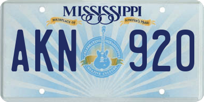MS license plate AKN920