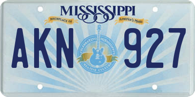 MS license plate AKN927