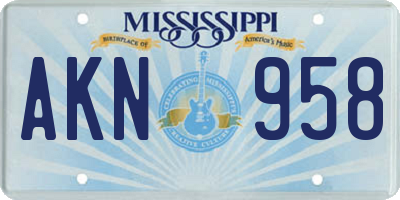 MS license plate AKN958
