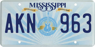MS license plate AKN963
