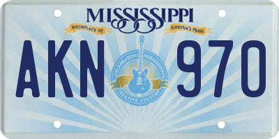 MS license plate AKN970
