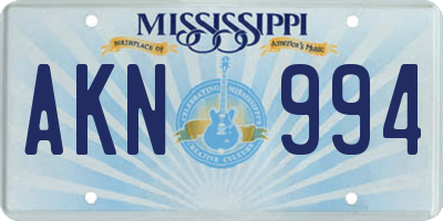 MS license plate AKN994