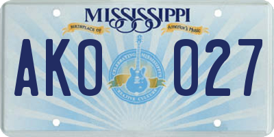 MS license plate AKO027