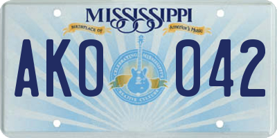 MS license plate AKO042