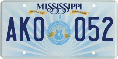 MS license plate AKO052