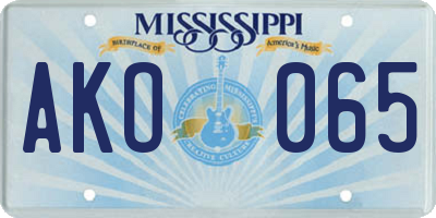 MS license plate AKO065
