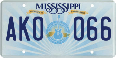 MS license plate AKO066