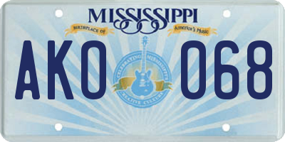 MS license plate AKO068
