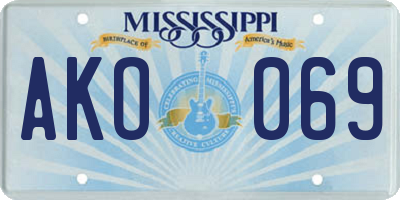 MS license plate AKO069