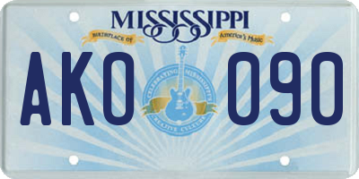 MS license plate AKO090