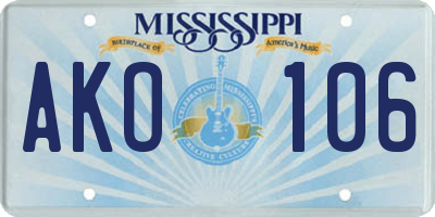MS license plate AKO106