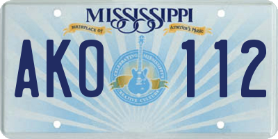 MS license plate AKO112