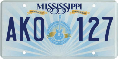 MS license plate AKO127