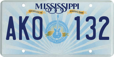 MS license plate AKO132