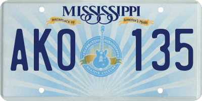 MS license plate AKO135