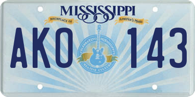 MS license plate AKO143