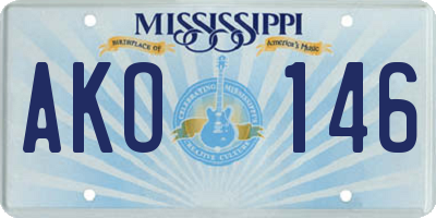 MS license plate AKO146