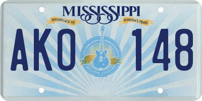 MS license plate AKO148