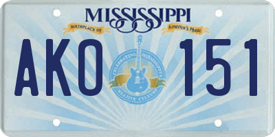 MS license plate AKO151