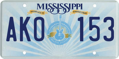 MS license plate AKO153