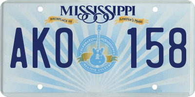 MS license plate AKO158