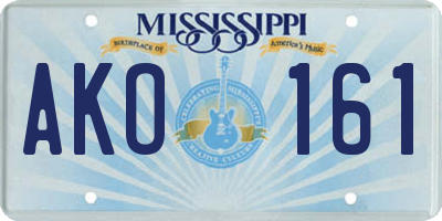 MS license plate AKO161