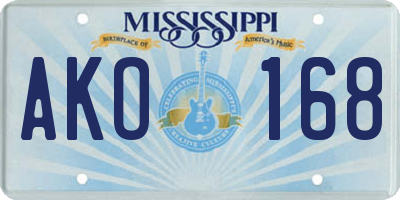 MS license plate AKO168