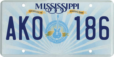 MS license plate AKO186