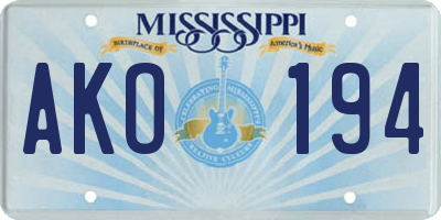 MS license plate AKO194