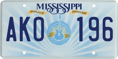 MS license plate AKO196