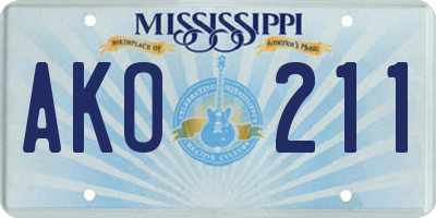 MS license plate AKO211