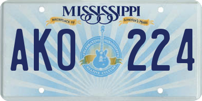 MS license plate AKO224