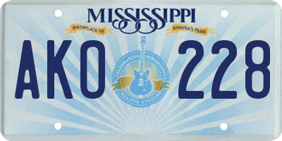 MS license plate AKO228